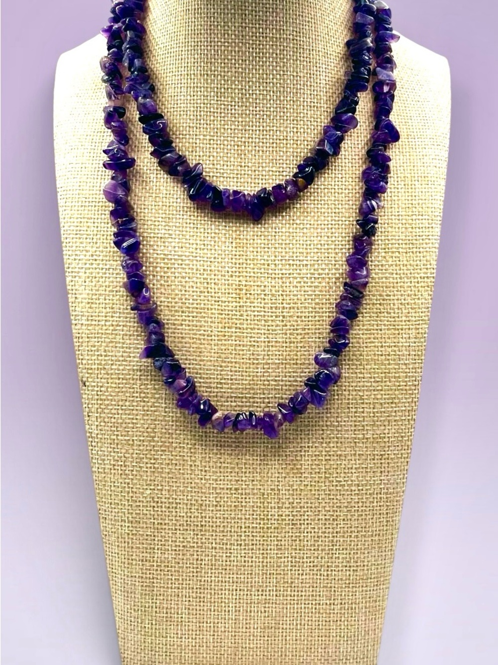 Natural Amethyst Chip Bead Single Strand Layering Necklace